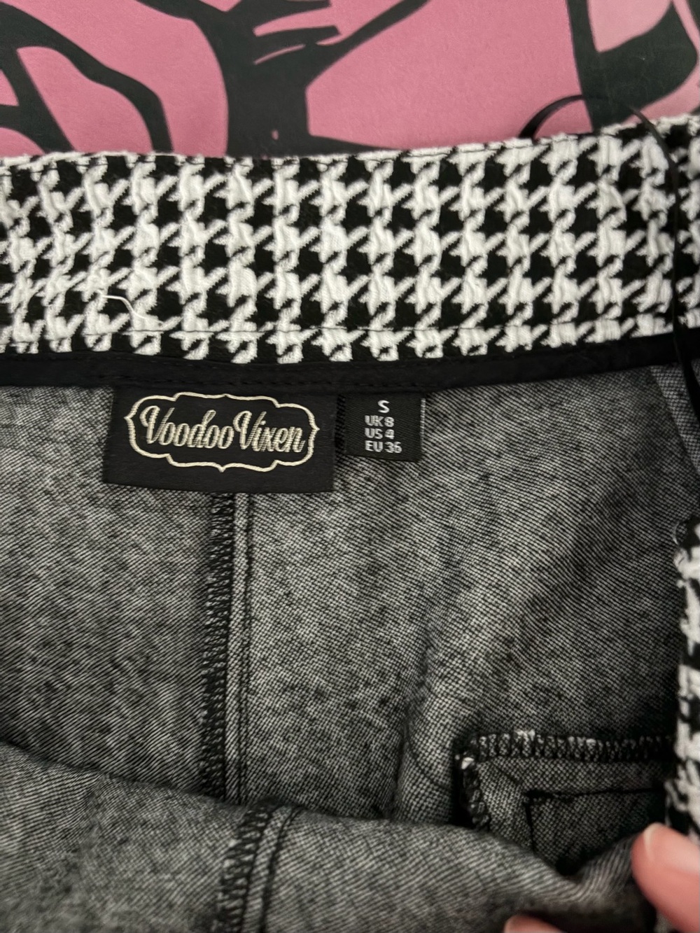 Voodoo Vixen houndstooth dogtooth pants S small UK 8 US 4 - Picture 9 of 11
